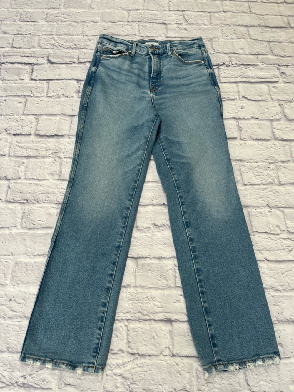 Good American High-Rise Straight Leg Jeans - Light Blue 8 28